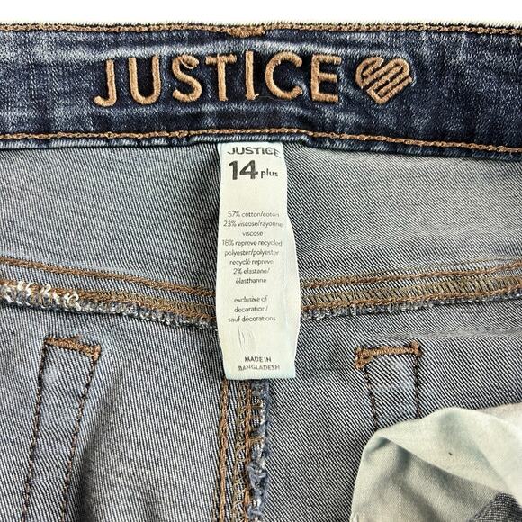 Justice Jeans Girls Size 14 Plus Blue Mid Rise Whiskered Stone Medium Wash Denim - Picture 7 of 11